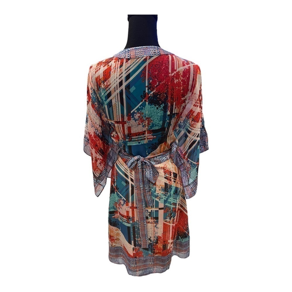 BCBGmaxazria Krystie Poppy Comb Silk Wrap Dress X-Small - Picture 4 of 10